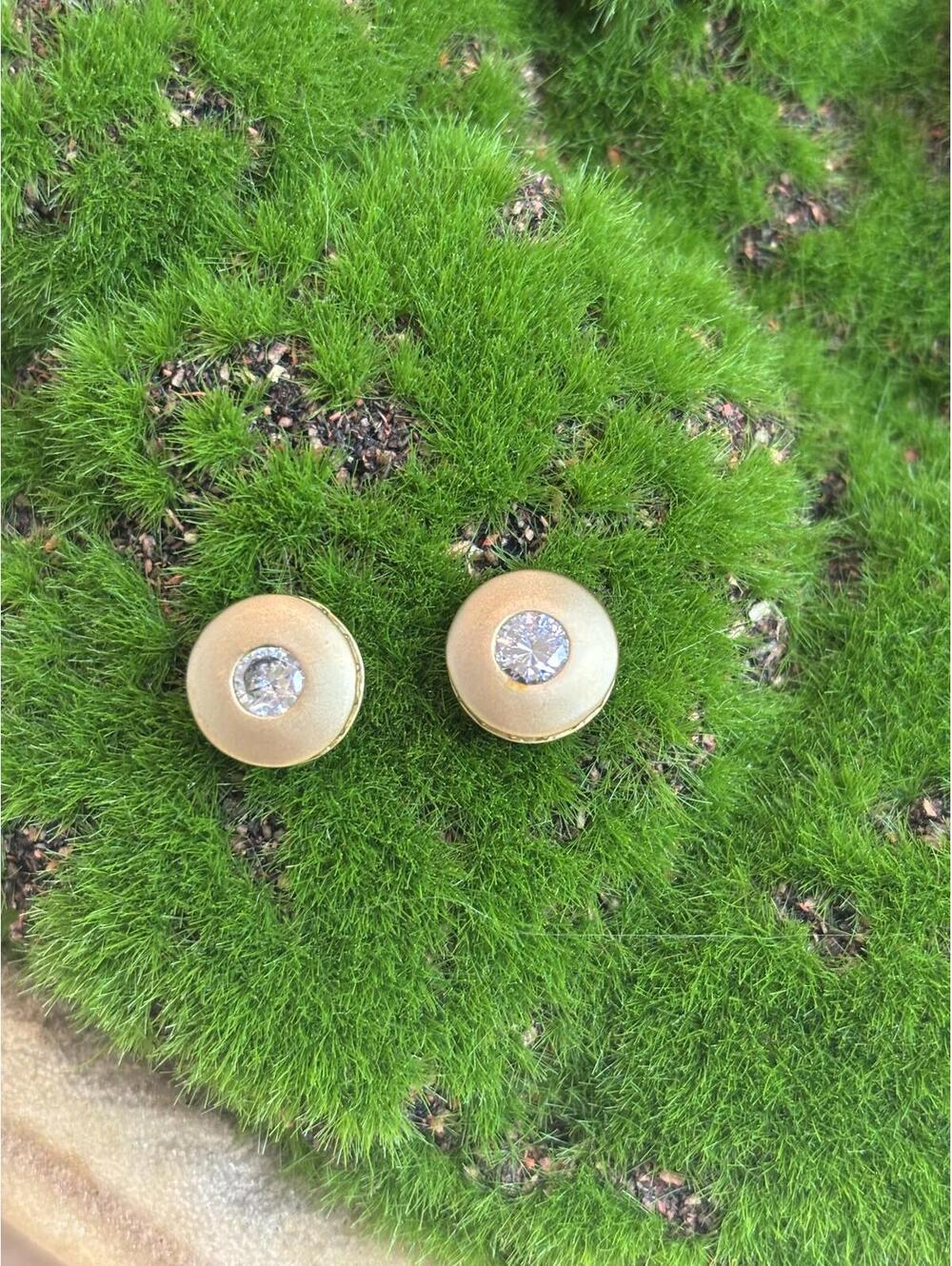 Lauren G Adams Gold Tone Stud Earrings with Clear Crystal Accent